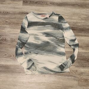 Willow Root mesh green/cream swirl top sz L